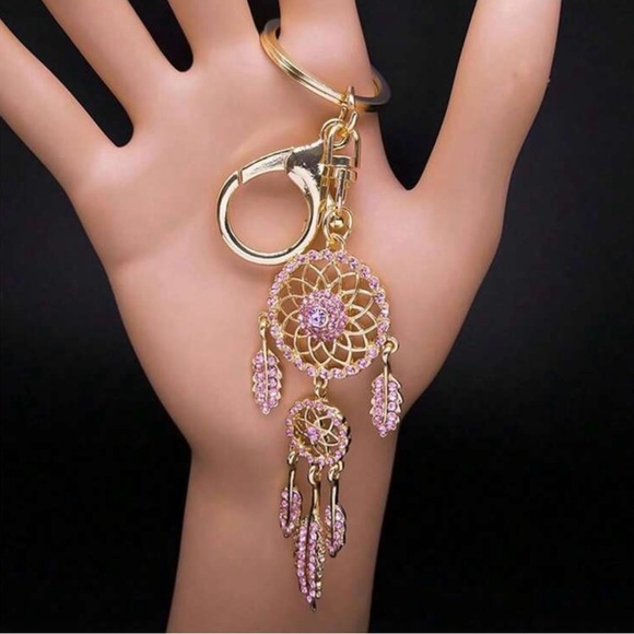 Handbags - Gold and Pink Dreamcatcher Bag Charm/Keychain!